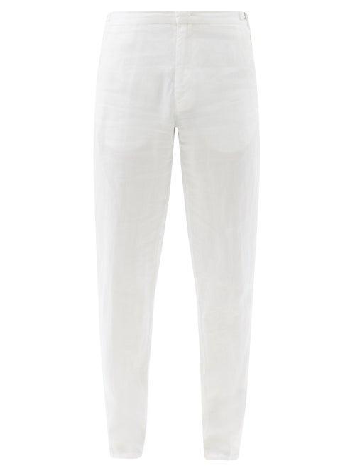Matchesfashion.com Orlebar Brown - Griffon Linen Slim-leg Trousers - Mens - White