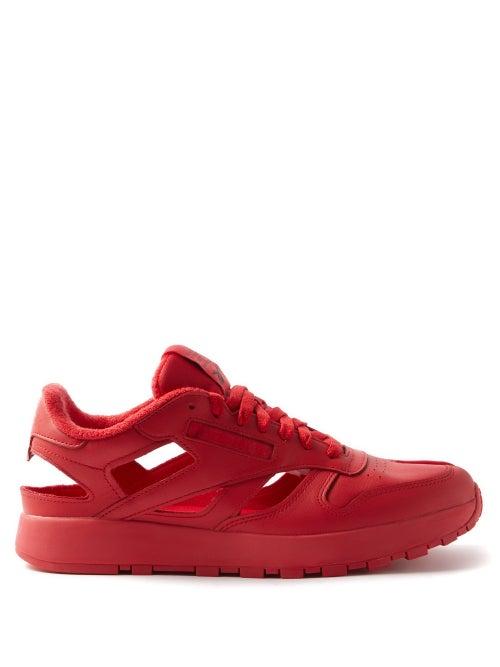 Maison Margiela - X Reebok Tabi Split-toe Cutout Leather Trainers - Mens - Red