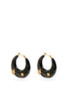 Matchesfashion.com Marni - Crystal-embellished Enamel Hoop Earrings - Womens - Black