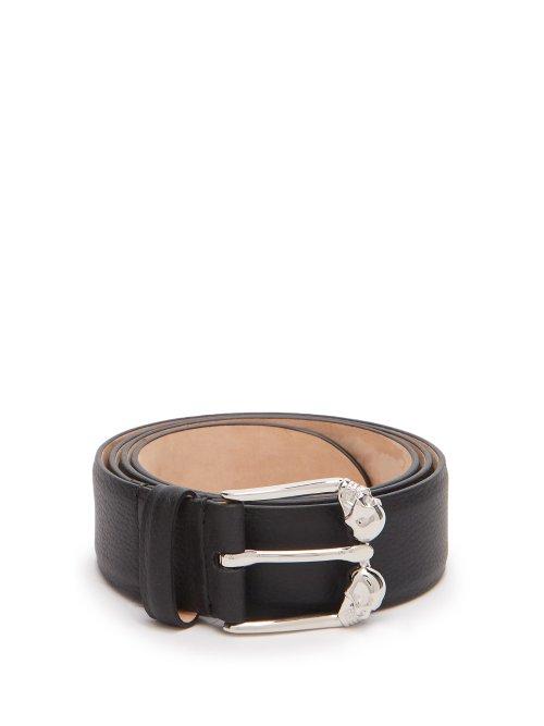 Matchesfashion.com Alexander Mcqueen - Skull Buckle Leather Belt - Mens - Black