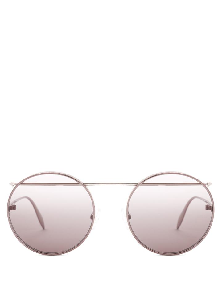 Alexander Mcqueen Round-frame Metal Sunglasses
