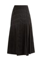 Matchesfashion.com Miu Miu - Panelled Denim Midi Skirt - Womens - Dark Grey