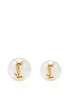 Saint Laurent - Mismatched Ysl Pearl Earrings - Womens - Pearl