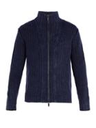 Matchesfashion.com Iris Von Arnim - Lucas High Neck Zip Through Cashmere Cardigan - Mens - Navy