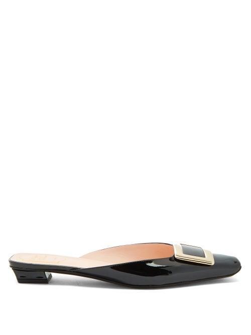 Matchesfashion.com Roger Vivier - Belle Vivier Buckled Patent-leather Mules - Womens - Black