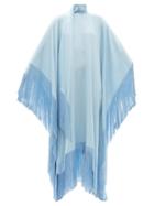 Taller Marmo - Mrs Ross Fringed Scarf-neck Crepe Dress - Womens - Light Blue