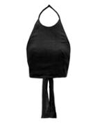 Ladies Beachwear Three Graces London - Savannah Tie-back Halterneck Linen Top - Womens - Black