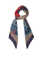 Gucci Wolf-print Gg Supreme Silk-twill Scarf