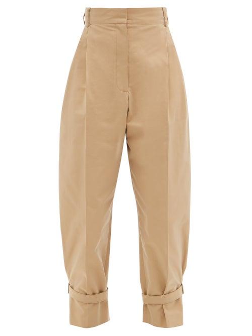 Matchesfashion.com Alexander Mcqueen - Buckled Tailored Cotton Trousers - Womens - Camel