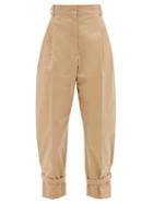 Matchesfashion.com Alexander Mcqueen - Buckled Tailored Cotton Trousers - Womens - Camel