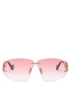 Matchesfashion.com Loewe - Anagram-hinge Rimless Metal Sunglasses - Womens - Pink