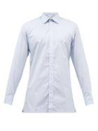 Charvet - Micro-checked Cotton-poplin Shirt - Mens - Blue Multi