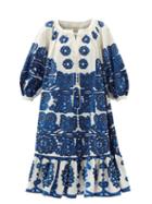 Matchesfashion.com La Doublej - Embroidery-print Cotton-faille Midi Dress - Womens - Blue White