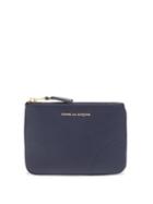 Matchesfashion.com Comme Des Garons Wallet - Foiled-logo Leather Coin Pouch - Womens - Navy