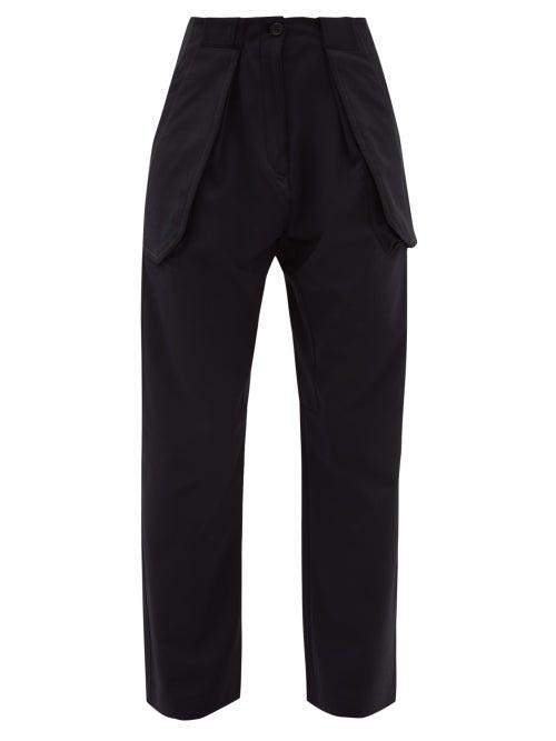 Matchesfashion.com Wales Bonner - Mambo High-rise Cotton-blend Twill Trousers - Womens - Black