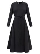 Matchesfashion.com Valentino - Tie-waist Wool-blend Crepe Dress - Womens - Black