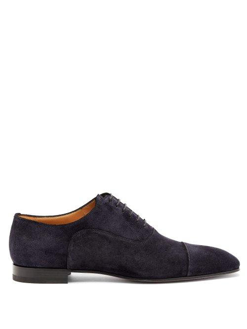 Matchesfashion.com Christian Louboutin - Greggo Suede Derby Shoes - Mens - Navy