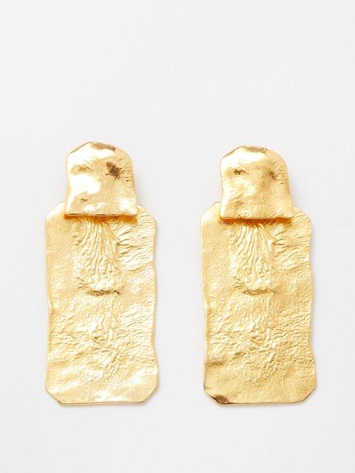 Hermina Athens - Standing Stone Gold-plated Earrings - Womens - Yellow Gold
