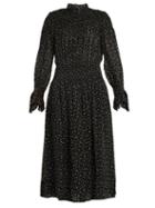 Matchesfashion.com Rebecca Taylor - Smocked Star Print Silk And Cotton Blend Dress - Womens - Black Multi