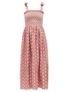 Matchesfashion.com Muzungu Sisters - May Botanical-print Silk-faille Dress - Womens - Pink Print