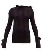 Matchesfashion.com Palmer//harding - Shift Exaggerated Cuff Cotton Blend Sweater - Womens - Navy