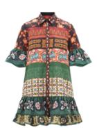 La Doublej - Choux Frilled Printed-crepe Dress - Womens - Multi