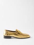 The Row - Gathered Metallic Eel Leather Loafers - Womens - Gold