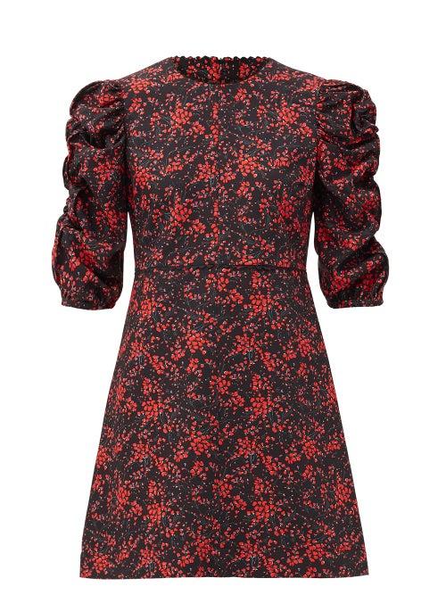 Matchesfashion.com See By Chlo - Puff-sleeve Floral-print Crepe Mini Dress - Womens - Black Print