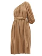 Matchesfashion.com Loup Charmant - Azores One-shoulder Organic-cotton Dress - Womens - Brown