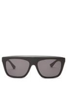 Matchesfashion.com Bottega Veneta - Flat-top Acetate Sunglasses - Womens - Black Grey