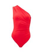Matchesfashion.com Melissa Odabash - Arizona One-shoulder Gathered Swimsuit - Womens - Red