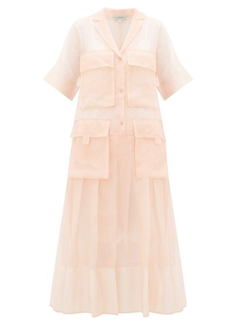 Matchesfashion.com Lee Mathews - Callie Cargo Pocket Silk Organza Shirtdress - Womens - Pink