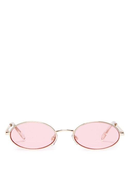 Matchesfashion.com Le Specs - Love Train Oval Frame Metal Sunglasses - Womens - Rose Gold