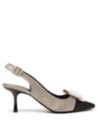 Matchesfashion.com Fabrizio Viti - Gabor Bow Embellished Satin Slingback Pumps - Womens - Black Grey