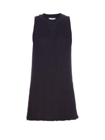 Sonia Rykiel Bi-colour Pleated Ribbed-knit Top