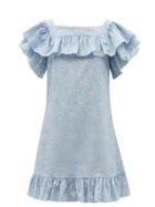 Ladies Rtw The Vampire's Wife - The Cry Baby Floral-print Linen-blend Mini Dress - Womens - Light Blue