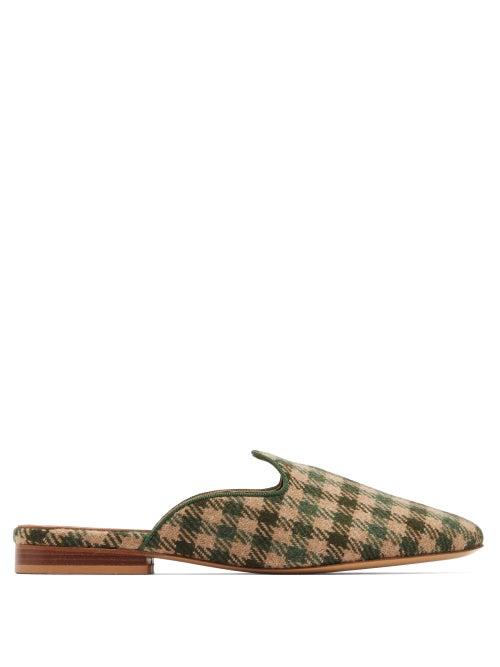 Matchesfashion.com Giuliva Heritage Collection - X Le Monde Beryl Venetian Houndstooth Wool Mules - Womens - Green Multi