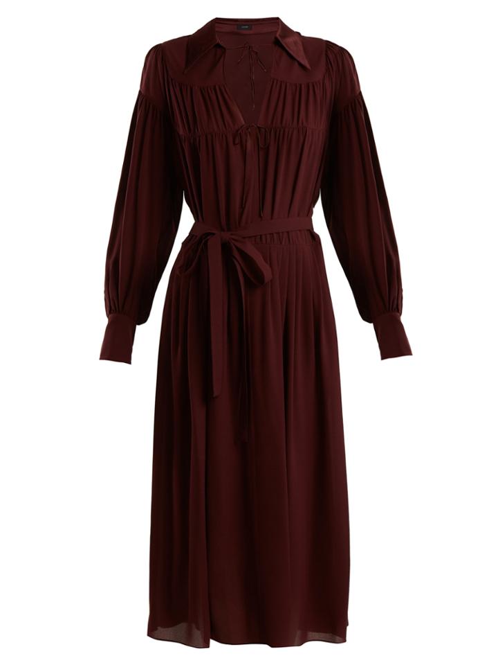 Joseph Crosby Gathered Silk-georgette Midi Dress