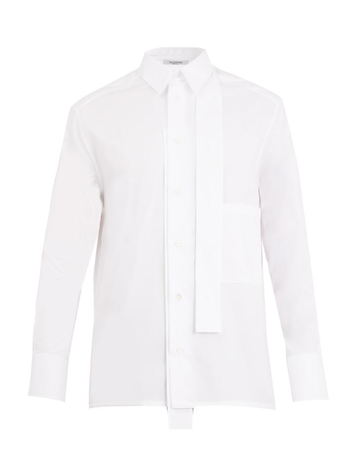 Valentino Strap-detail Long-sleeved Cotton-poplin Shirt