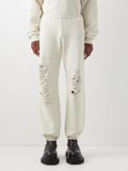 Liberal Youth Ministry - Crystal-embellished Distressed Cotton Track Pants - Mens - Beige