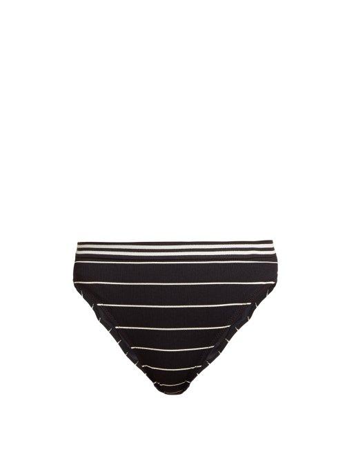 Matchesfashion.com Solid & Striped - The Bella Striped High Rise Bikini Briefs - Womens - Black Stripe