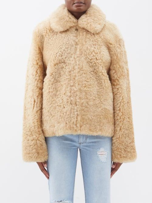 Erl - Spread-collar Shearling Jacket - Womens - Beige