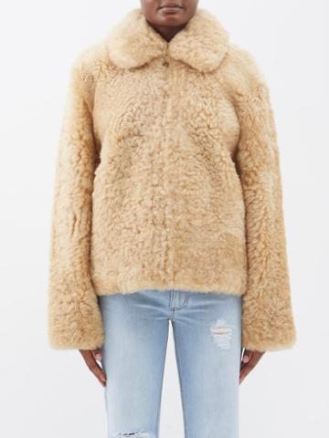 Erl - Spread-collar Shearling Jacket - Womens - Beige