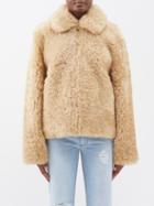 Erl - Spread-collar Shearling Jacket - Womens - Beige