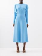 Victoria Beckham - Dolman Panelled-jersey Midi Dress - Womens - Light Blue