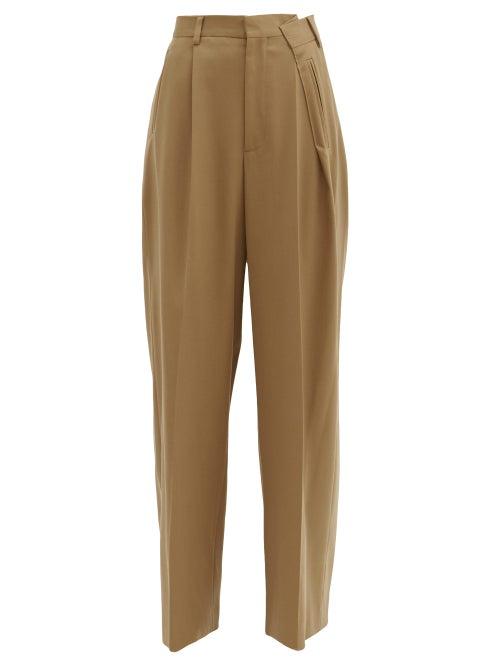 Matchesfashion.com Mm6 Maison Margiela - Folded Twill Wide-leg Trousers - Womens - Camel