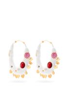 Matchesfashion.com Marni - Crystal-embellished Enamel Hoop Earrings - Womens - White