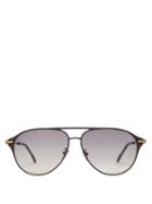 Matchesfashion.com Fred Eyewear - Force 10 Aviator Metal Sunglasses - Mens - Black