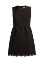 Matchesfashion.com Redvalentino - Scalloped Hem Cady Mini Dress - Womens - Black