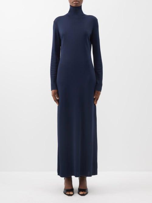 The Row - Alicho High-neck Jersey Gown - Womens - Navy